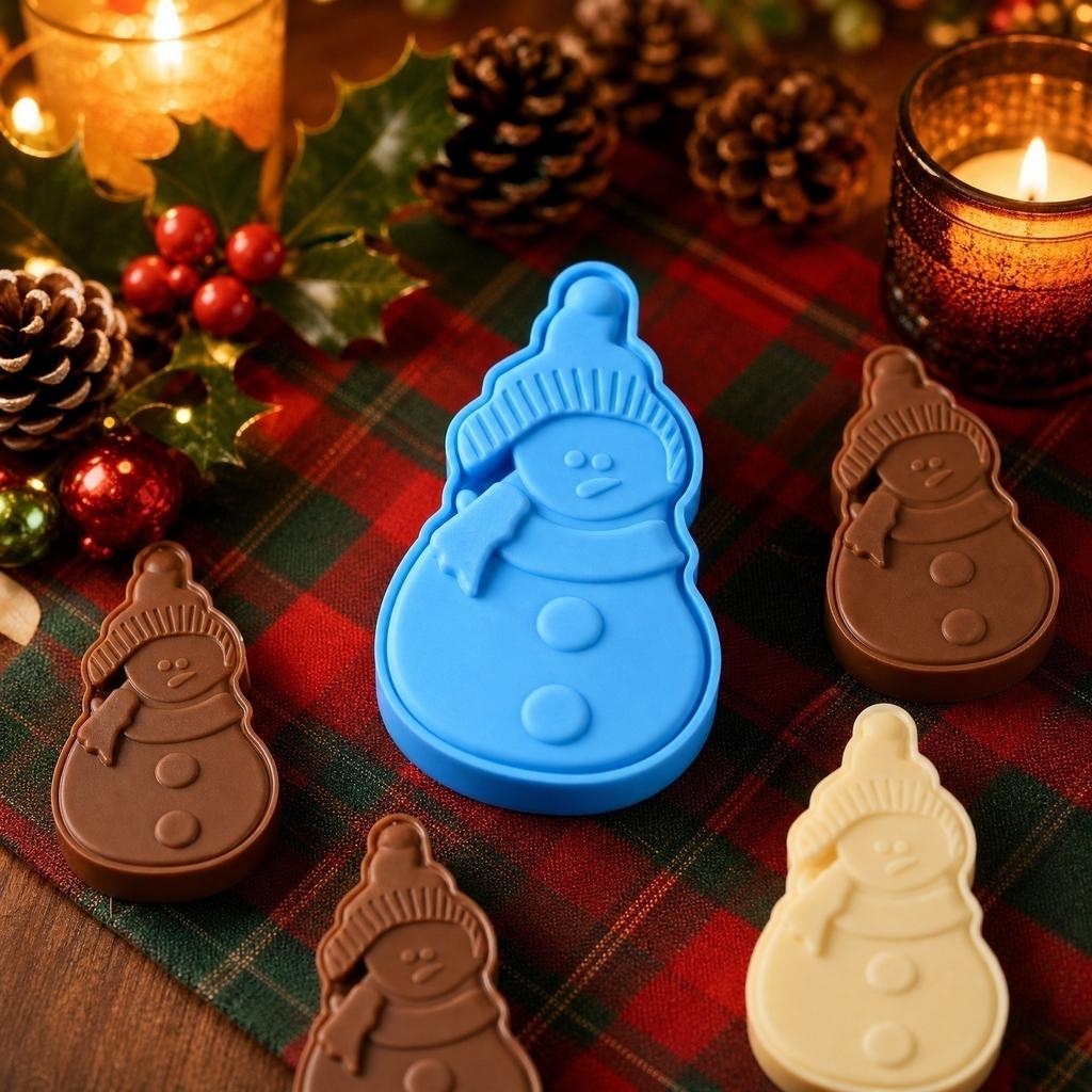 Schneemann Silikonform Kreative Kuchen Keks Pudding Schokolade Form Flexible Antihaft Backform für Feiertagsdesserts und Bastelarbeiten