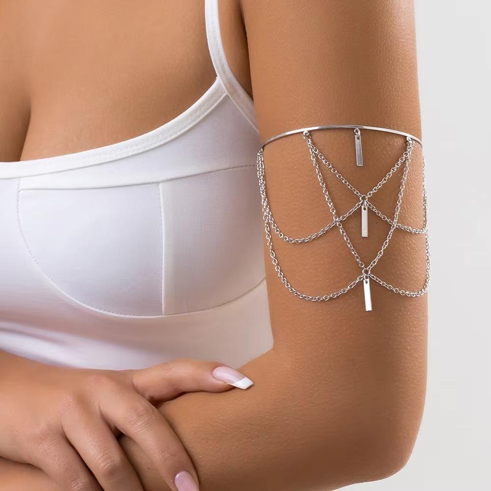 Beach Open Upper Arm Bracelet Gold Silver Body Jewelry Trendy Charm Tassel Arm Bangle  For Women