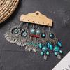 Retro long earrings, Tibetan silver tassel women's bohemian high-end metal vacation earrings set