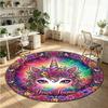 Mandala Ornament (603) Theme Round Crystal Velvet Rug Custom Name Text Personalized Floor Mat Home Decor Non Slip Crystal Carpet