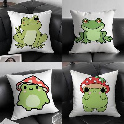 1 Stück Niedlicher Frosch Kissenbezug Quadratisch Schlafzimmer Sofa Freizeit Komfort Kissen Auto Wohnzimmer Heimdekoration