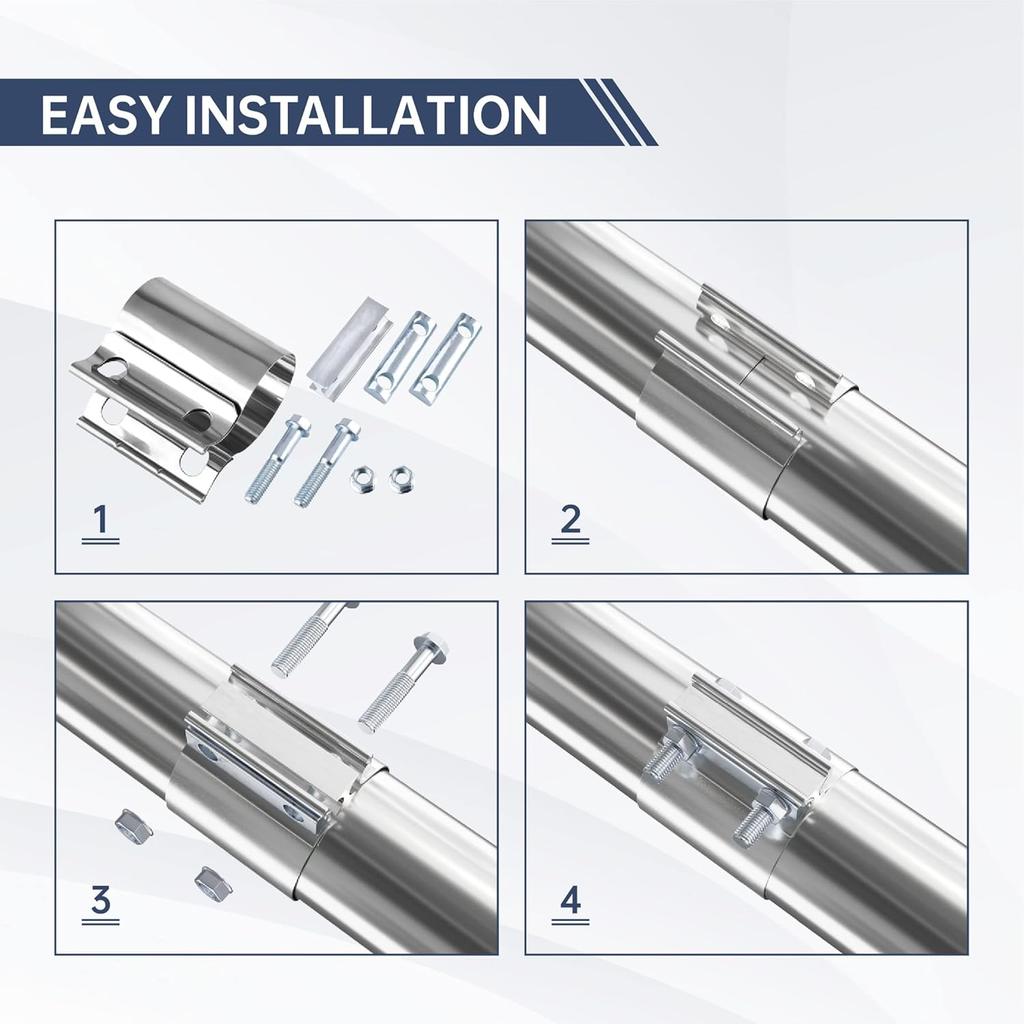 3'' Inch Butt Joint Exhaust Seal Band Clamp,Exhaust Band Clamp T304 Stainless Steel Universal (2 Packs)
