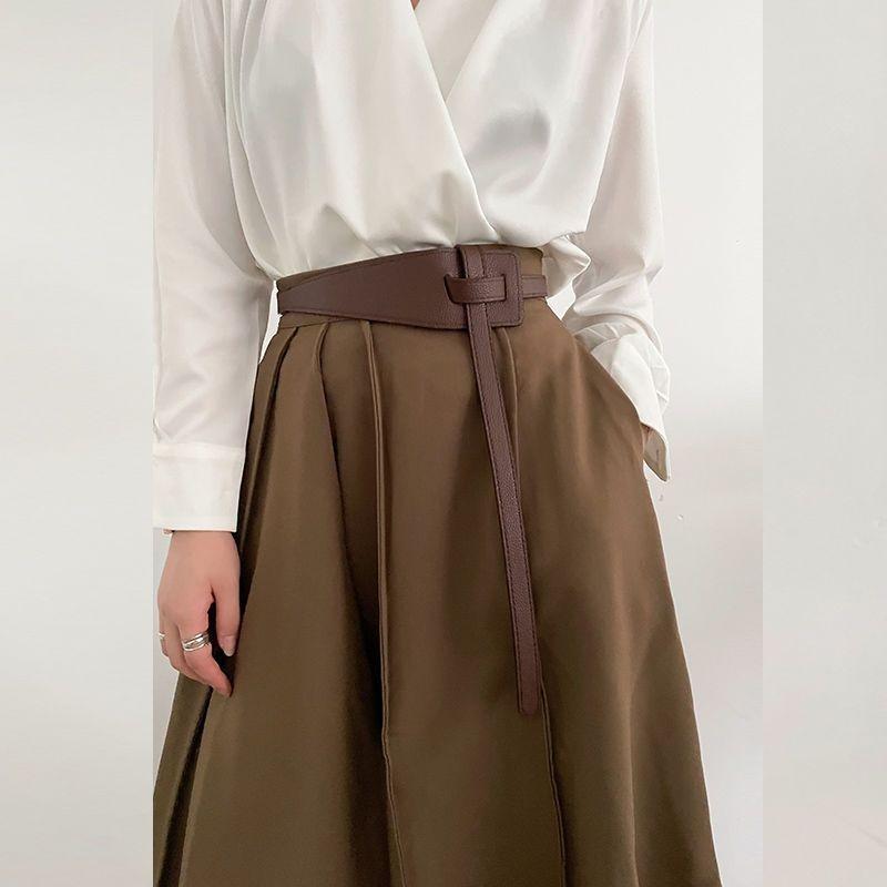 

Womens Black Fashionable Waist Strap Korean Inspired Minimalist Design For Coats And Dresses коричневый