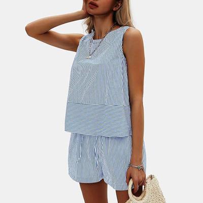 Women's Summer 2 Piece Outfits Sleeveless Tank Top Shorts Sets Casual