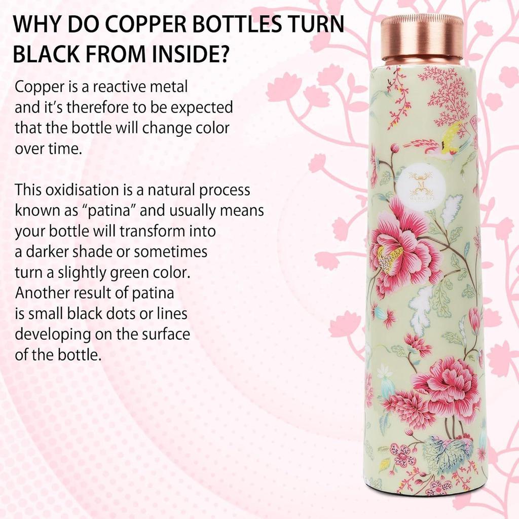 Pure Joint Less Copper Bottles for Water with Leak Proof Lid | Ayurveda BPA Free & Non Toxic Hiking Treking Bottle - 900ml