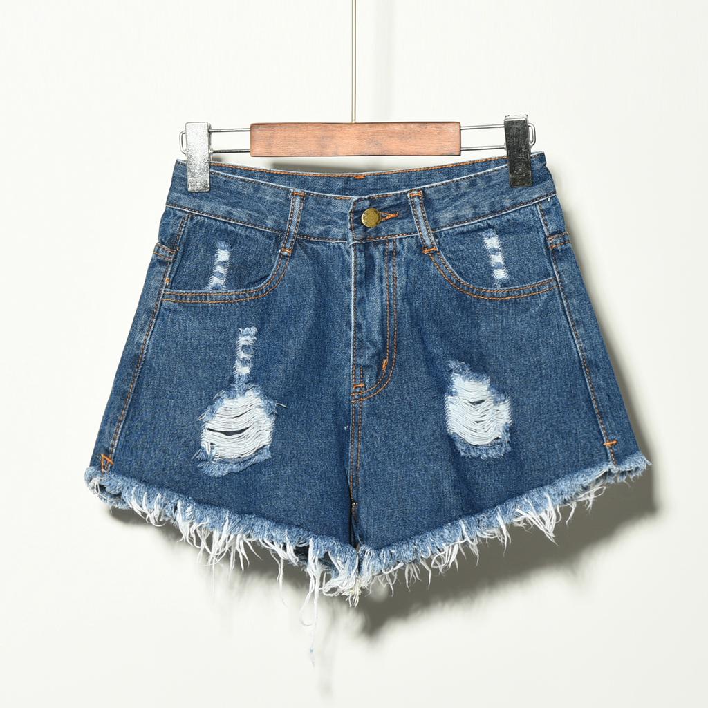 Women's Plus Size High Waist Ripped Denim Shorts - 2019 Summer Fashion