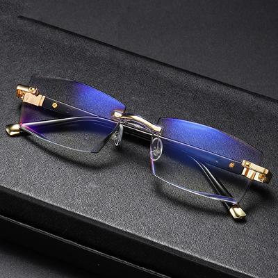 Blaulichtfilter Randlose Lesebrille Damen Herren Luxus Metall Ultraleicht Alterssichtigkeit Brille Rahmenlos Lesebrille