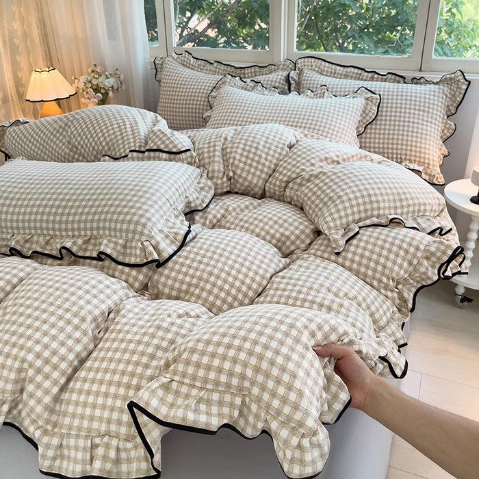 Korean Princess Cloud-like Crinkled Gauze Lace Cotton Bedding Set