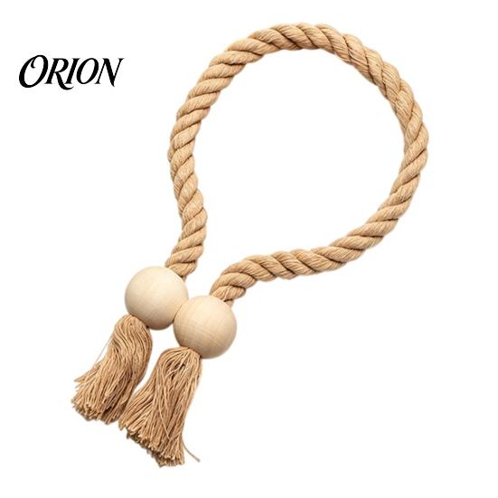 Reusable Magnetic Tiebacks 1Pc Boho Curtain Tieback, Twisted Rope Wooden Bead Quick Secure Ties Holders, Decorative Drapery Holdbacks for Bedroom