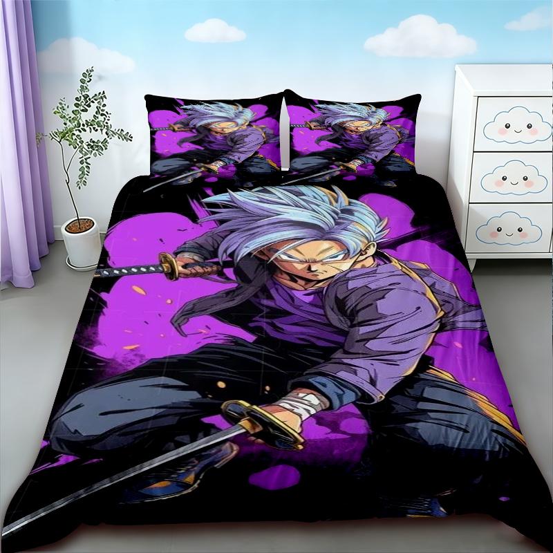 Anime Dragon Ball 3pz Copripiumino Goku Cartone Animato Set Biancheria da Letto Coperta per Bambini Matrimoniale King Size per Camera da Letto Decorazione Casa
