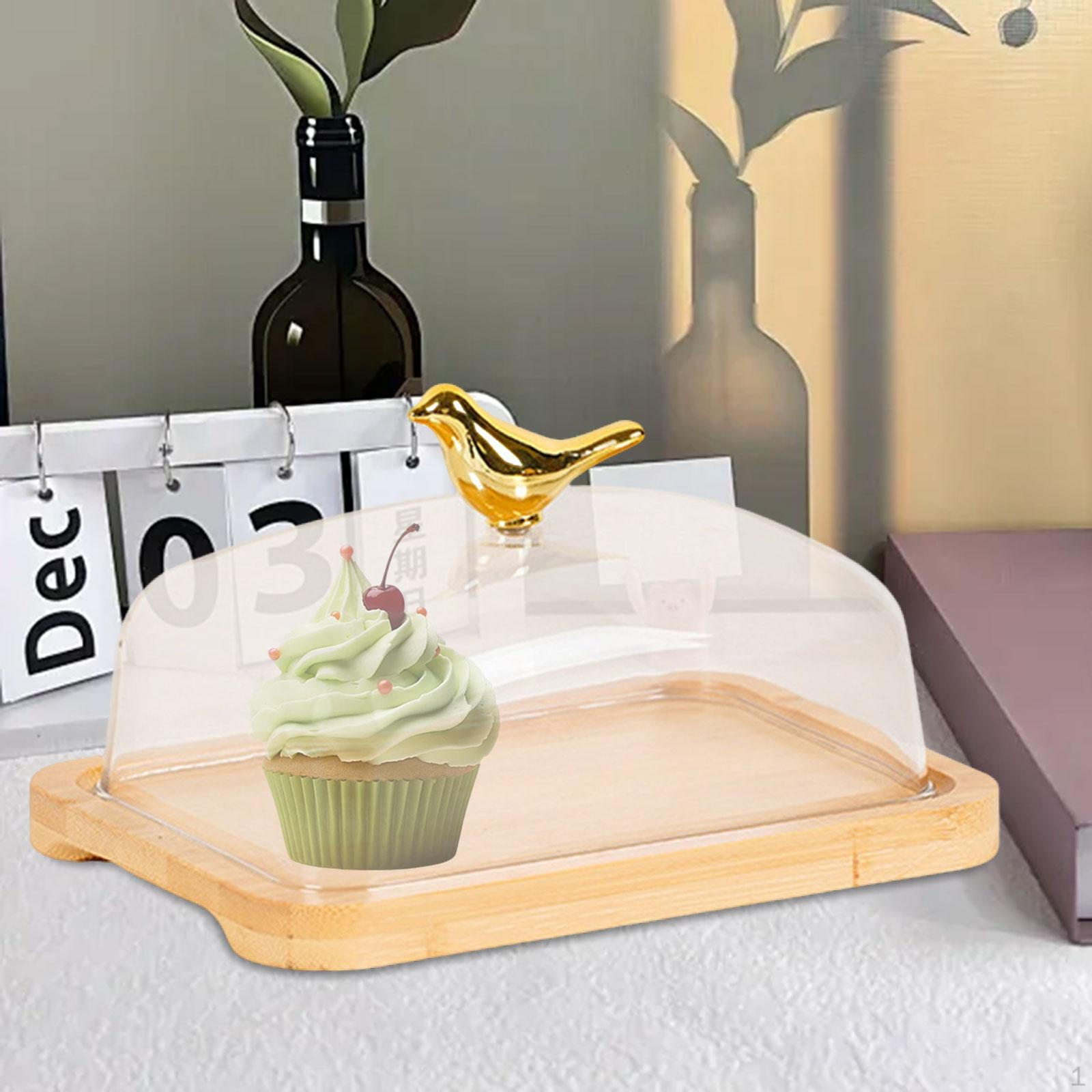 

Деревянная подставка для торта с крышкой для хранения сыра и масла светло-коричневого