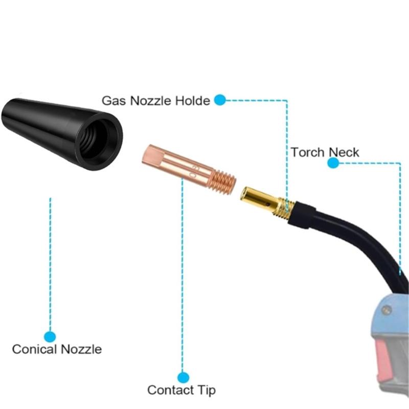 652F Splash Proof Welding Tip Cover Thermal Insulation Design Shock Absorption For Extended Torches Durability In Metalwork