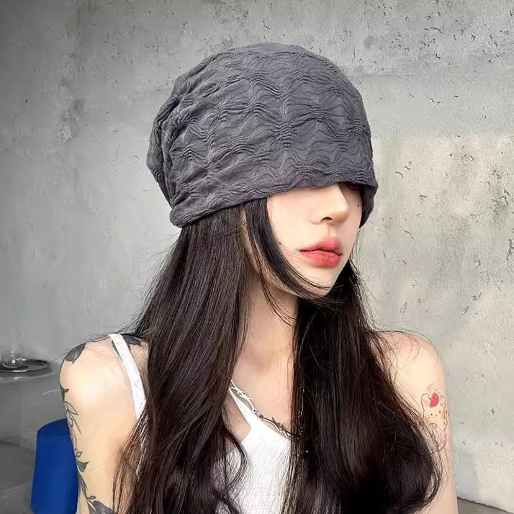 Hair Care Night Sleep Cap Solid Color Hijab Turban Cap Big Head Beanie Hat  Outdoor