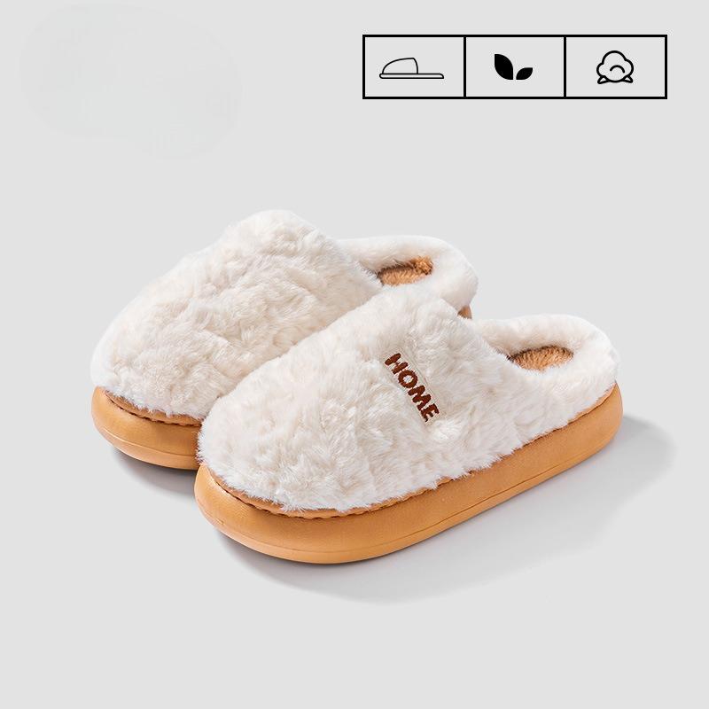 New Plush Cotton Shoes for Women's Home Use, Anti-slip Outerwear Slippers