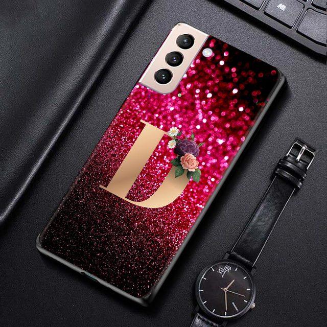Red Retro Letter A -Z Phone Shell For Samsung Galaxy S21 S20 S10 S9 S8 Plus Ultra 5g S10lite S10e S7edge S20 S21 Fe Cover Case