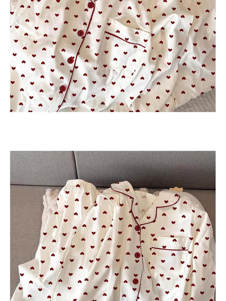 Korean Sweetheart Pajamas Set: Women's Long-Sleeve & Pants Homewear for Spring & Autumn