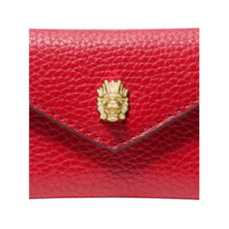 Michael Kors Stitched Flap Closure, Cow Leather Wallet, Women's Red