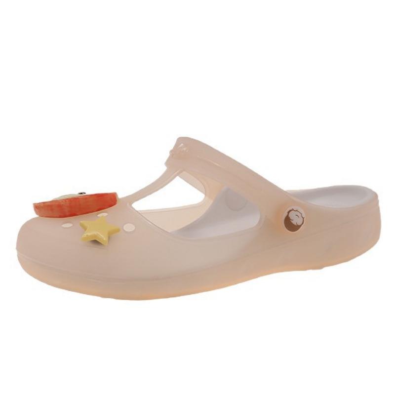 Soft-soled go-out hole shoes women's summer flat-soled non-slip beach shoes sandals wear jelly bag head thick-soled cool slippers