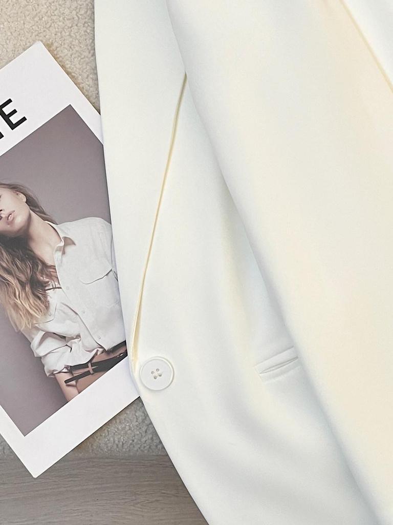 Women's High-End Street-Style White Suit Jacket - Spring/Autumn 2026 Temperament Goddess Casual Style