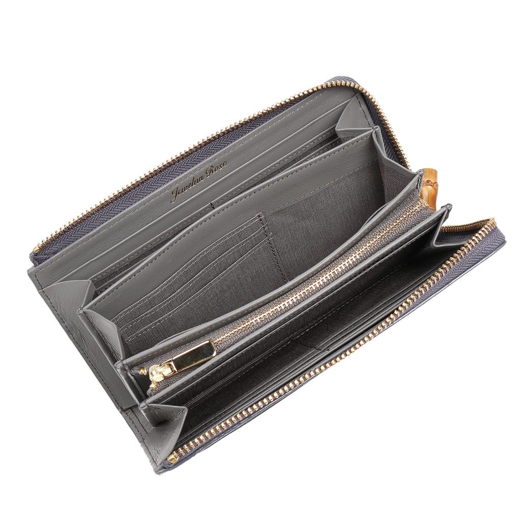 Long Wallet Genuine Leather Large Capacity Dark Gray [Jewel Narrows] [Folly Wallet] No.15147 Women's