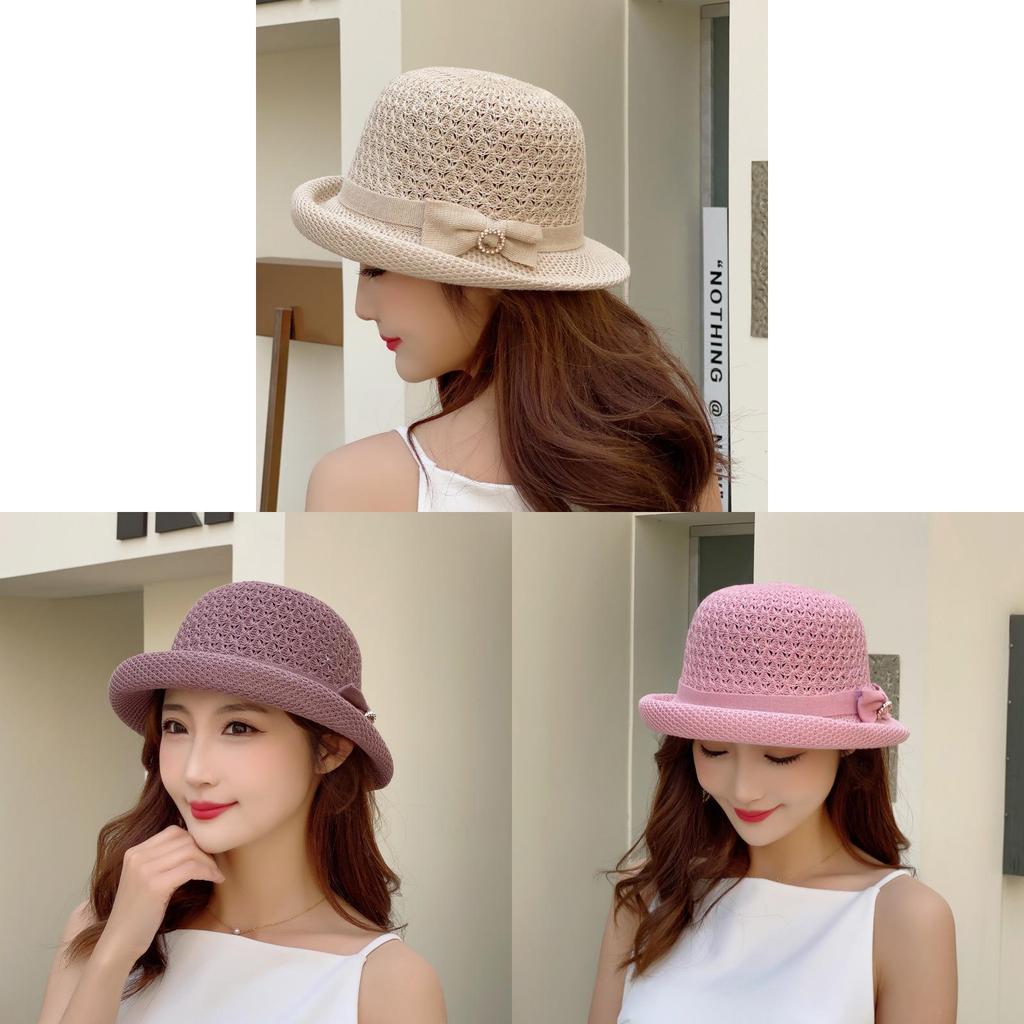 Summer Breathable Woven Sun Hat With Curved Brim For Moms And Outdoors