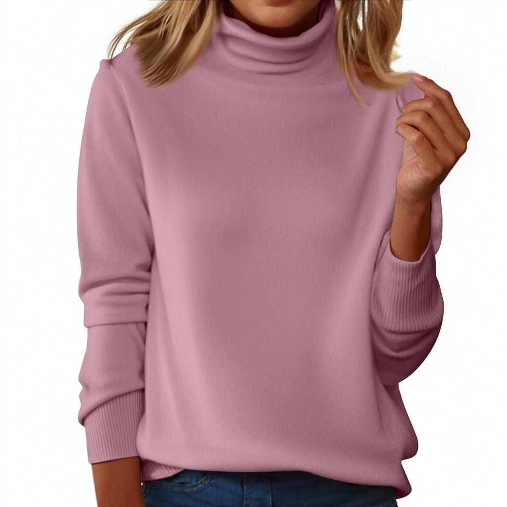 Maglione da Donna a Collo Alto Senza Cuciture, Manica Lunga in Lana, Vestibilità Slim, Temperamento