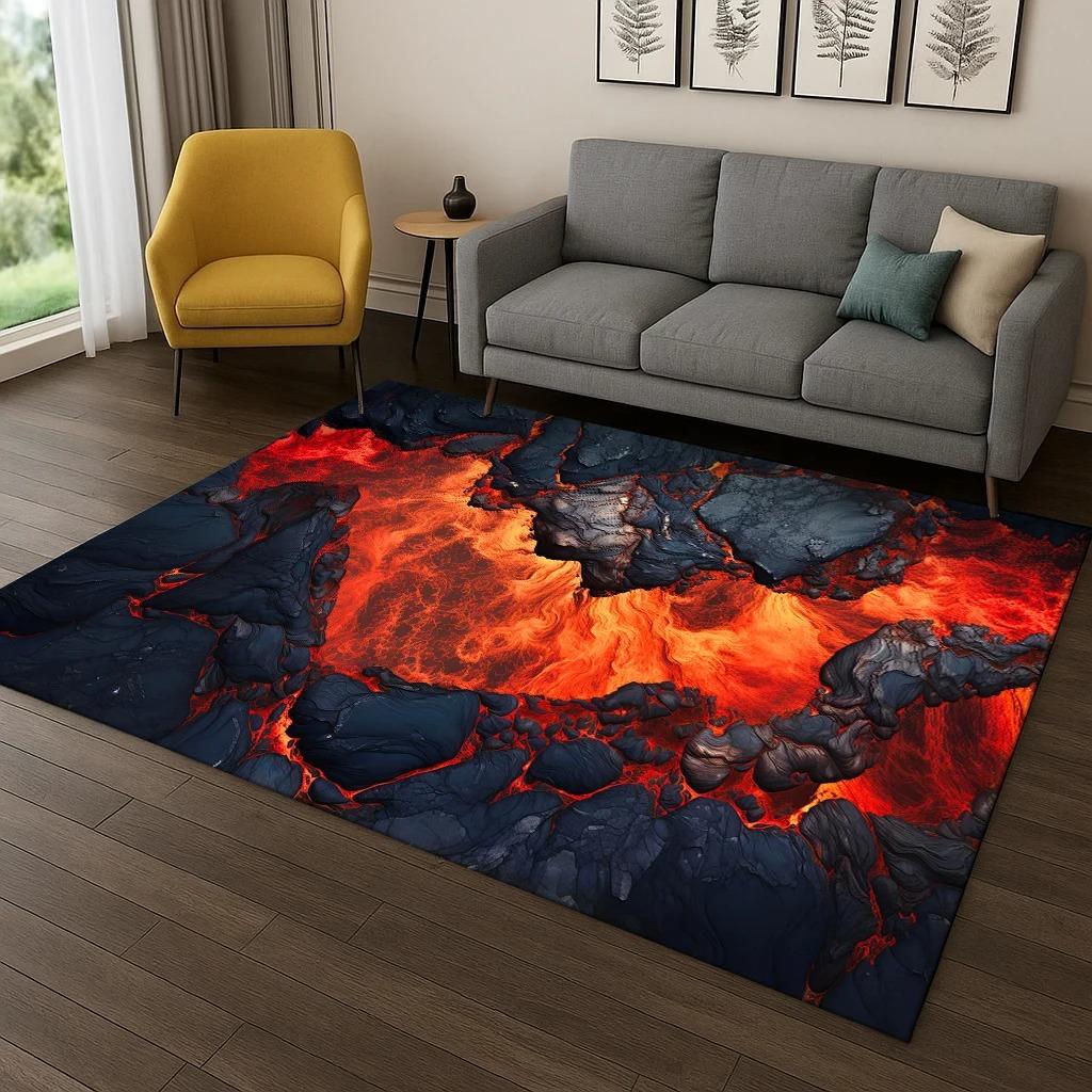 Volcano Magma Rock Carpet Rug for Bedroom Living Room Sofa Doormat Kitchen Home Decor Rugs for Bedroom Carpets for Living Room