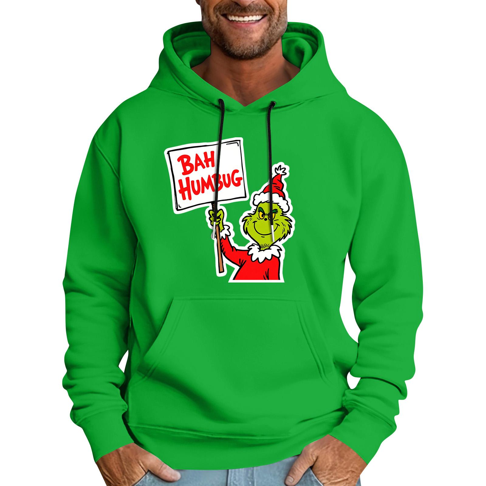 

Мужская повседневная спортивная толстовка с капюшоном и карманом, с рождественским принтом, с длинным рукавом XL