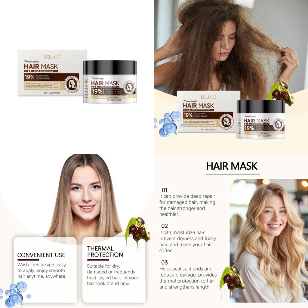 Eelhoe Nourishing Heat Protection Leave In Hair Mask For Dry Split Ends Smooth Shine