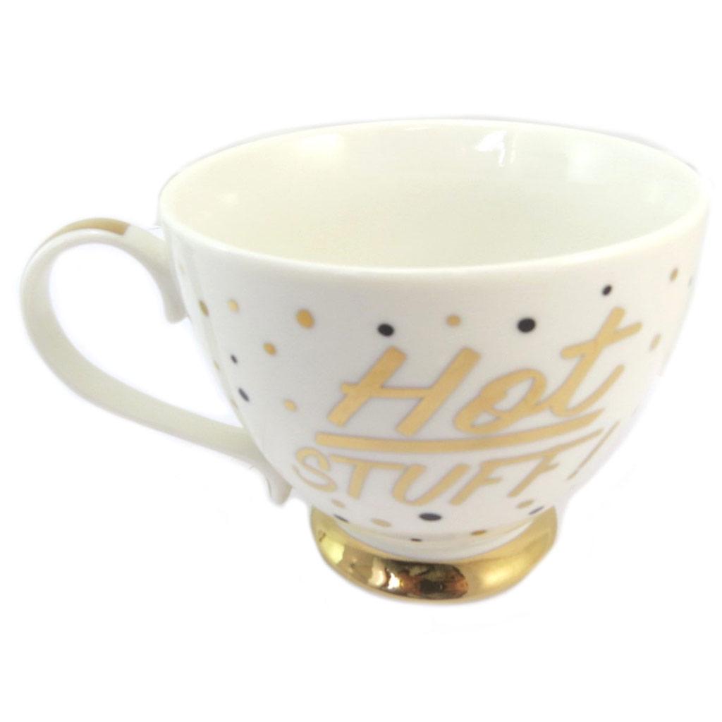 Les Trésors De Lily [P5213] - Porcelánový hrnek 'Hot Stuff! 'zlatá slonovina - 10x9. 3 cm