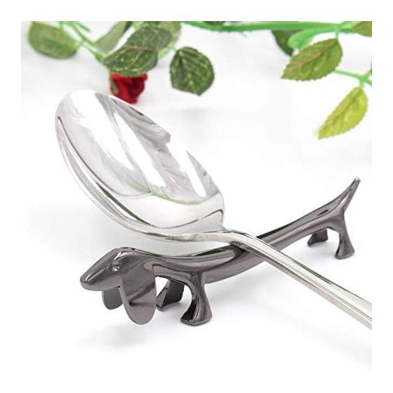 Smiti Animal Chrome Chopstick Rests / Knife Rests, Set of 5 (Dachshund, Black)