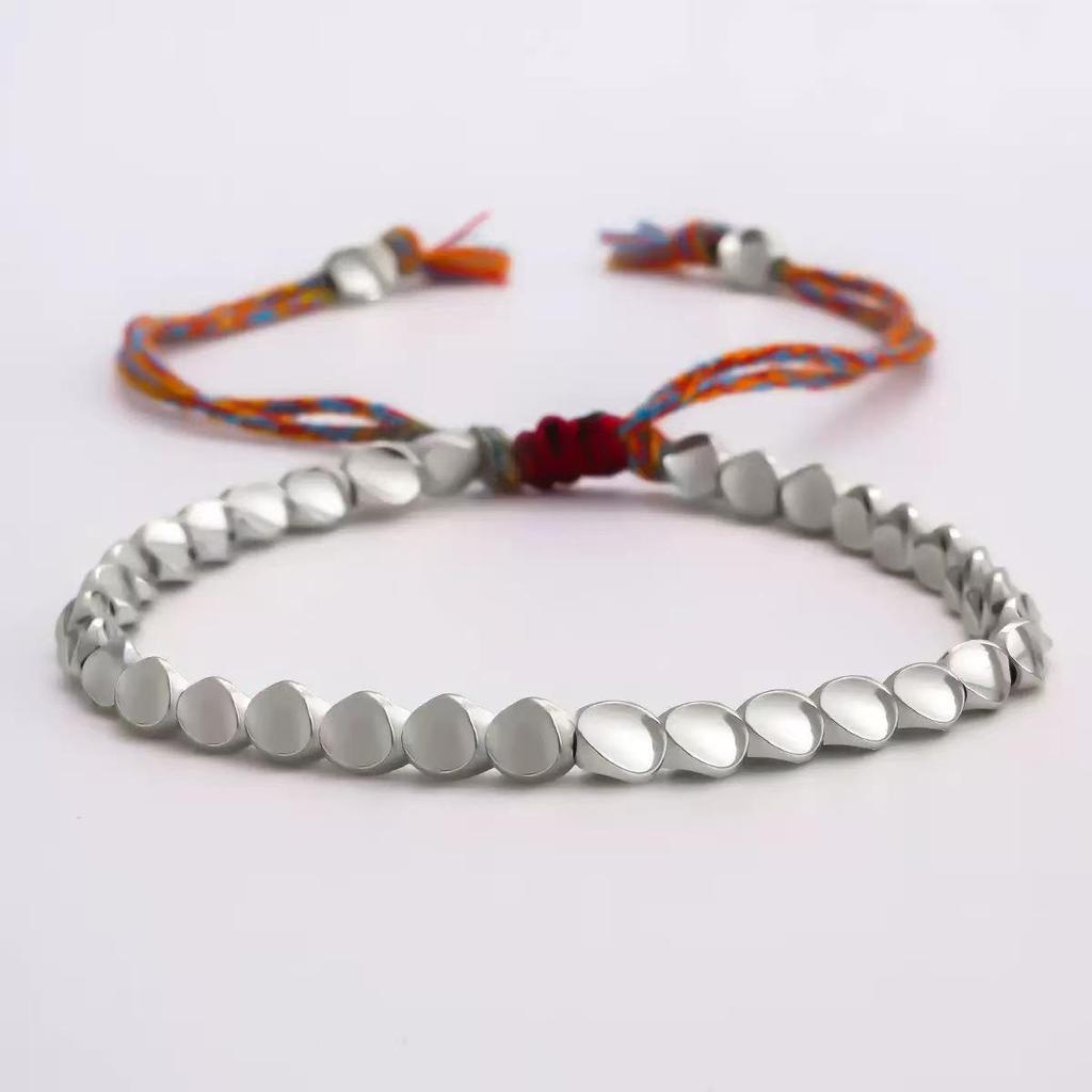 Trendy Handmade Adjustable Rope Bracelet with Irregular Copper and Artistic Beads for Men and Women