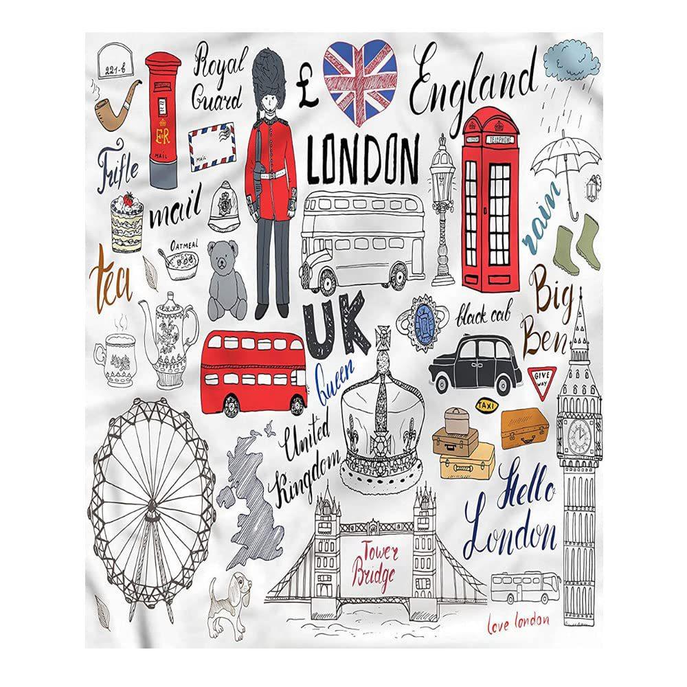 Union Jack London Blanket Soft Comfortable Flannel Blanket For Bed Sofa Chair Nap Travel Camping Blanket