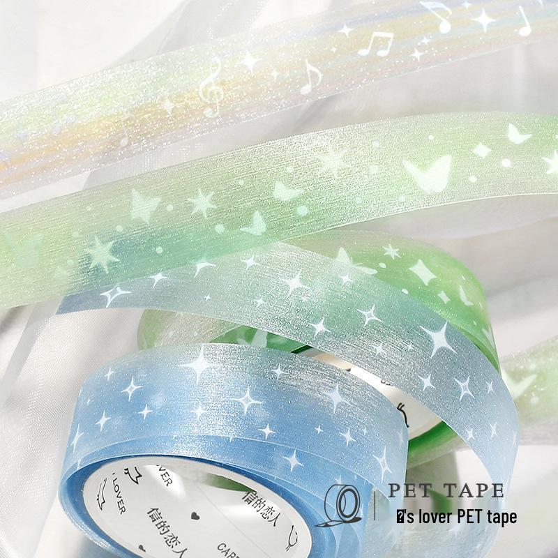 Xin's Dreamy Romance Glitter PET Tape: Gradient Journal Decor