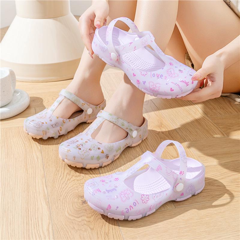 Women's Non-Slip Breathable Closed-Toe Jelly Sandals - Outdoor & Home Wear