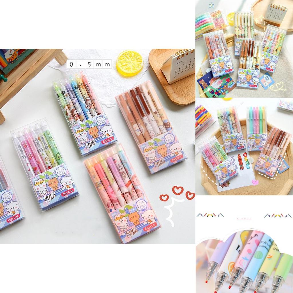Charming 0.5mm 6pcs Ins Press Gel Pen Set Perfect For Back To School Supplies