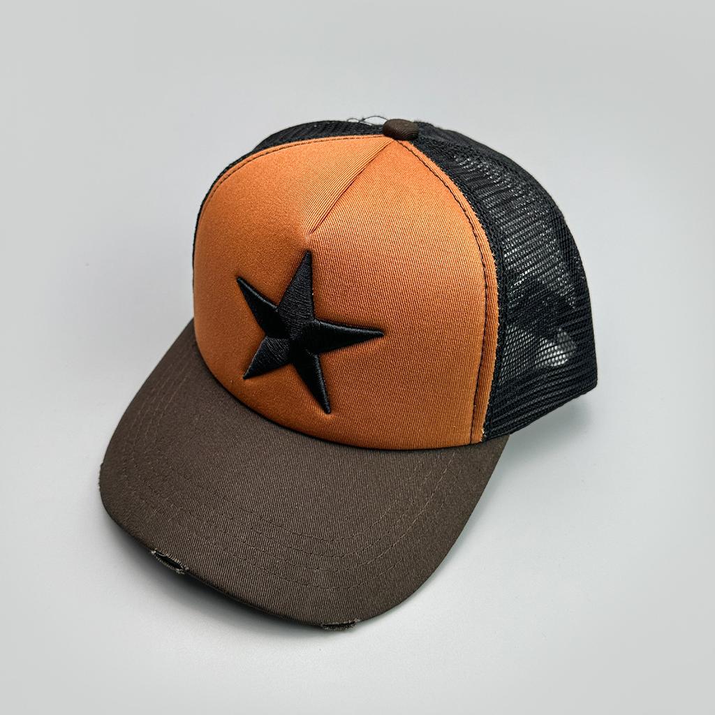 Embroidery Pentagram Color Matching Baseball Cap Men'S And Women'S Mesh Personality Simple And Versatile Truck Hat
