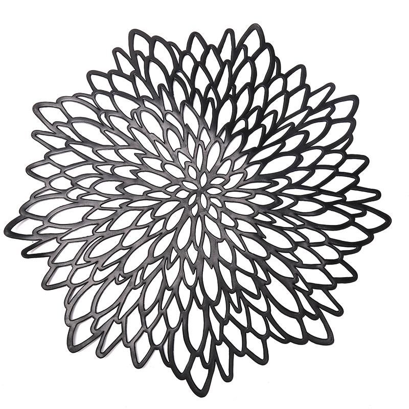 

Round Placemat, Heat-Resistant Pvc Table Mats With Luxury Metallic Glossy Finish For Thanksgiving Christmas Wedding Party Decor чёрный