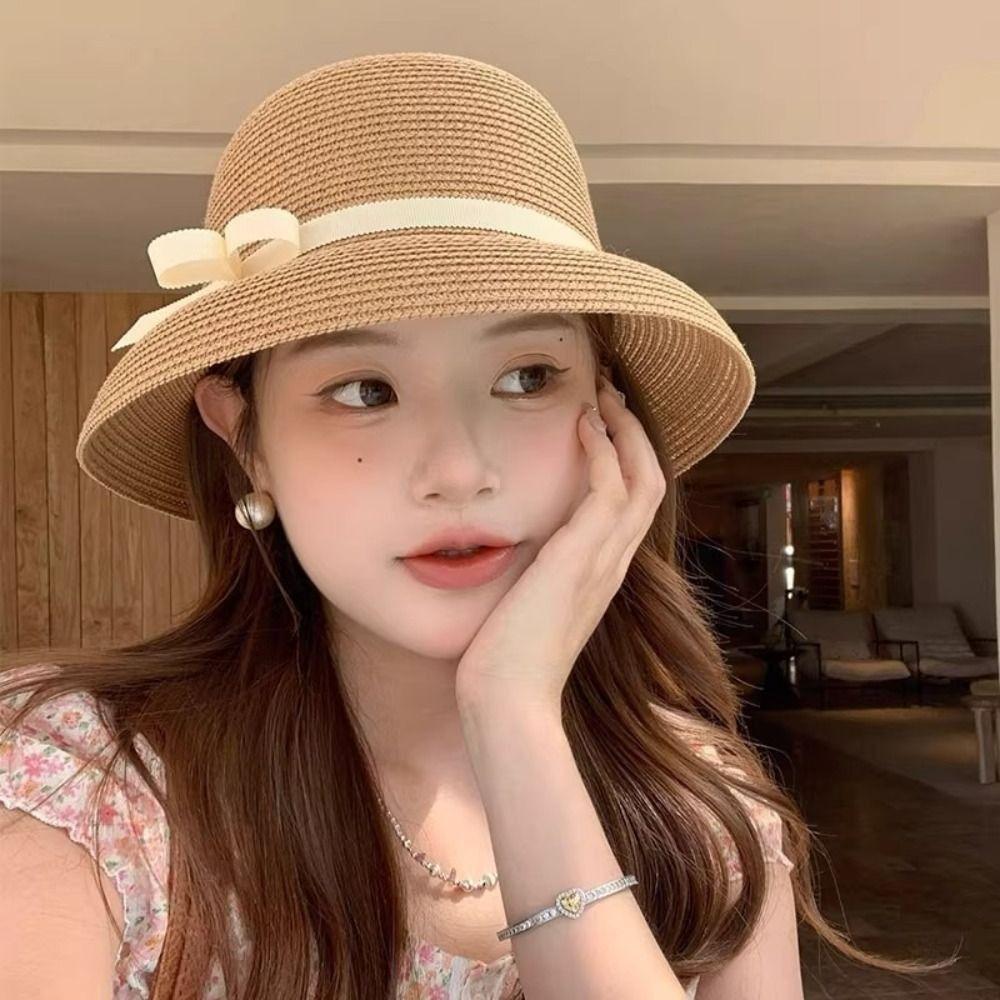 French Weaving Cap Beach Bucket Sun Hat Fashion Visor Basin Cap  Travel