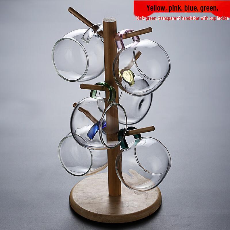 

Rounded Transparent Glass Tea Cup with Holder and Crystal Infuser