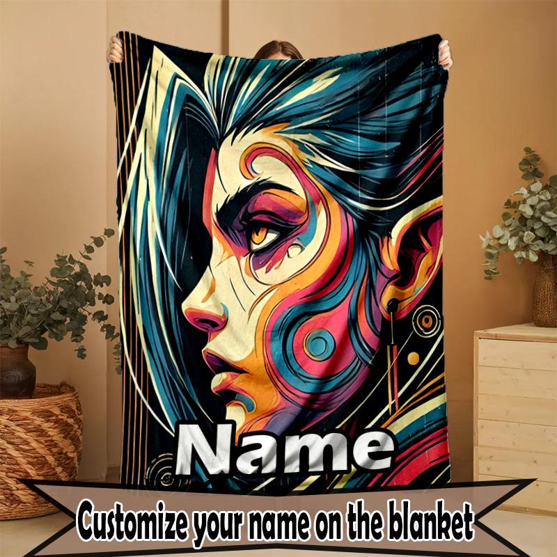 Custom Name Personalized Jinx Print Blanket, Home Decor, Bedroom, Sofa, Camping, Couch, Gifts for Birthday ChristmasEnthusiasts