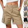 Women's Comfortable Casual Bermuda Cargo Shorts with Elastic Waist and 6 Pockets Knee Length Summer Long Shorts