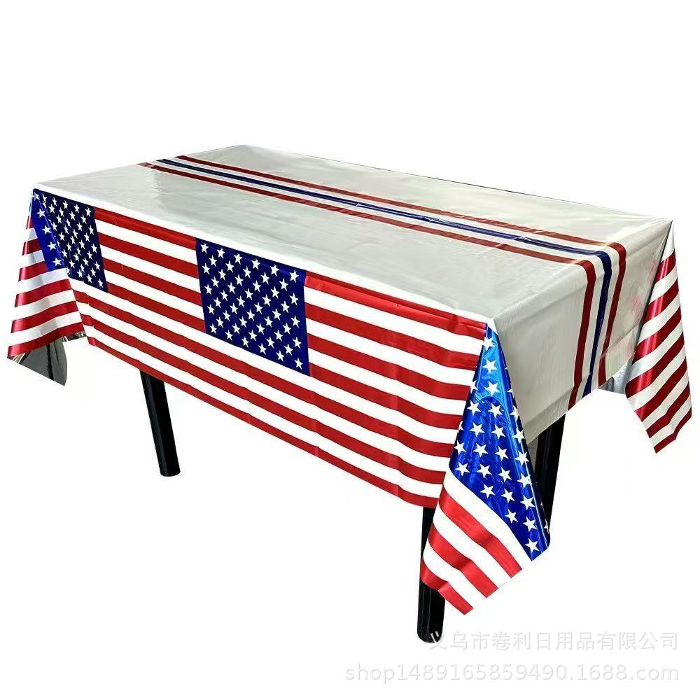 Independence Day Themed Party Supplies Independence Day Decoration Usa Flag Hanging Tablecloth Power Strip Celebration Arrangement