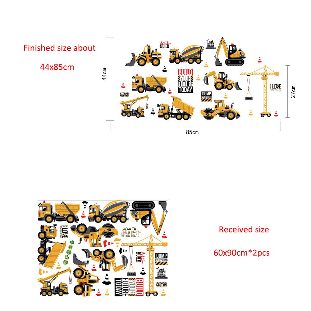 Tractor Wall Sticker for Kids Room Kindergarten School Dormitory Childish Bedside Cabinet Decorative Engineering Vehicle Vinyl Decal