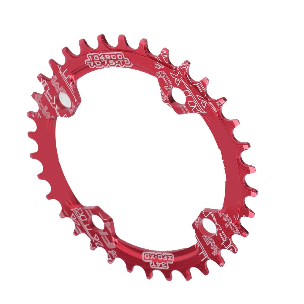 FMFXTR Bike Narrow Wide Chainring Bicycle 104 BCD 34T Round Single Chainring for Mountain Bicycle Road BikeRed