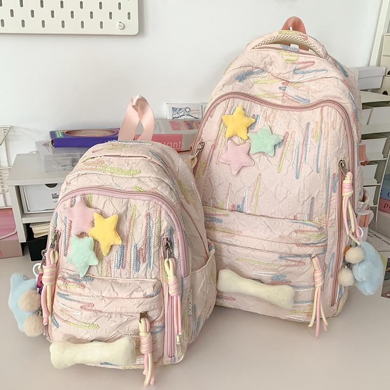 Schoolbag Children Elementary School Girls High School Large Capacity High Appearance Ins Striped Backpack