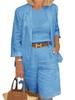 2025 Spring & Autumn Women's Cotton-Linen Cardigan Suit: Two-Piece Set with Top & Shorts