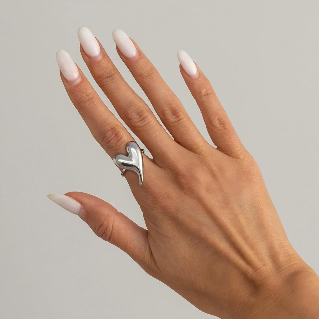Y2K Heart Glossy Metal Open Ring for Women Simple Irregular Geometric Finger Ring Vintage Punk Style Jewelry Accessories Gift