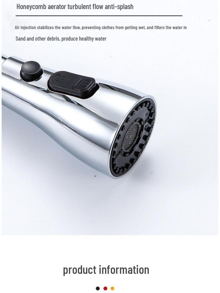 Stainless Steel Telescopic Rotatable Pull-Out Kitchen Faucet with Dual Water Outlets