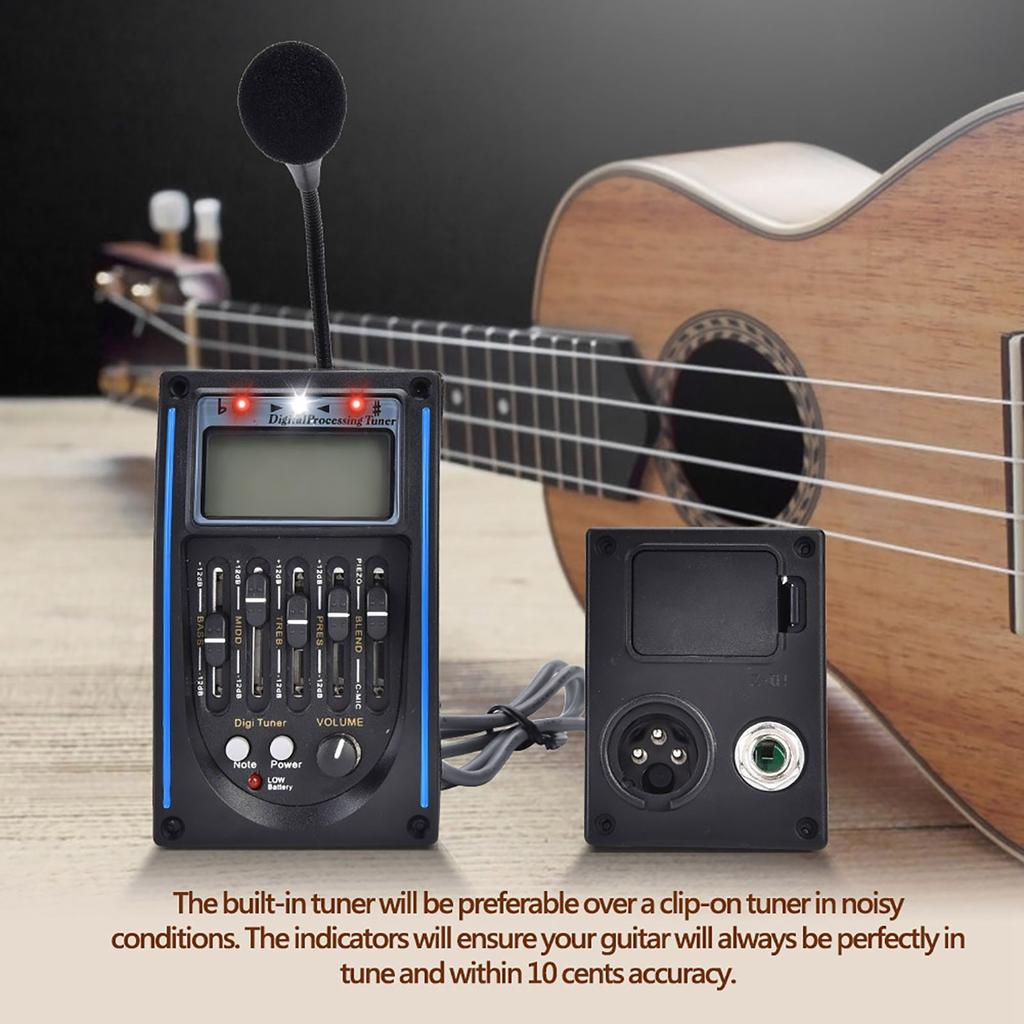 5 Band Preamp EQ Equalizer Piezo Digital Tuner Pickup for Acoustic Guitar